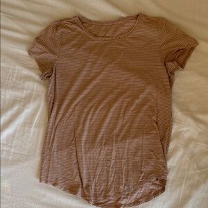 lululemon athletica Brown Striped Short Sleeve Tee